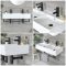 Milano Elswick - White Modern 820mm x 420mm Rectangular Double Wall Hung Basin with Black Towel Rail