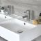 Milano Elswick - White Modern 820mm x 420mm Rectangular Double Wall Hung Basin with Chrome Towel Rail