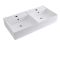 Milano Dalton - White Modern Double Rectangular Wall Hung Basin - 820mm x 420mm (2 Tap-Holes)