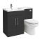 Milano Lurus - Black Grey 1105mm Modern Left-Hand Vanity and WC Combination Unit with Ballam Toilet - Chrome T-Bar Handles