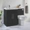 Milano Lurus - Black Grey 1105mm Modern Left-Hand Vanity and WC Combination Unit with Ballam Toilet - Chrome T-Bar Handles