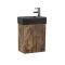 Milano Lurus - 400mm Wall Hung Modern Cloakroom Vanity Unit with Black Basin - Choice of Finish and Handles