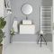 Milano Oxley - White and Golden Oak 600mm Wall Hung Vanity Unit with Countertop Basin