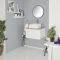 Milano Oxley - White and Golden Oak 600mm Wall Hung Vanity Unit with Countertop Basin