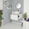 Milano Oxley - White and Golden Oak 600mm Wall Hung Vanity Unit with Countertop Basin