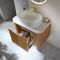 Milano Chalton - Oak Curved Wall Hung Fluted Vanity Unit - Choice of Size and Basin