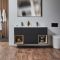 Milano Bexley - 1210mm Wall Hung Open Shelf Vanity Unit with Double Basin - Choice of Finish, Basin and LED Light