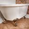 Milano Legend - White Traditional Freestanding Corner Shower Bath with Brushed Gold Feet and Screen - 1685mm x 750mm - Left/Right Hand Options