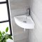 Milano Newby - White Modern Round Wall Hung Corner Basin with Mono Mixer Tap - 460mm x 320mm