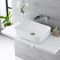 Milano Longton - White Modern Rectangular Countertop Basin with Wall Mounted Mixer Tap - 500mm x 390mm