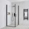 Milano Nero - Black Hinged Double Door Corner Wet Room Shower Enclosure - Choice of Sizes
