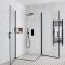 Milano Nero - Black Hinged Double Door Corner Wet Room Shower Enclosure - Choice of Sizes