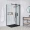 Milano Nero - Black Corner Frameless Sliding Door Shower Enclosure with Slate Tray - Choice of Sizes