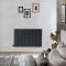 Milano x ECOSO Capri - Electric Anthracite Horizontal Designer Radiator - 635mm Tall - Choice of Size and Wi-Fi Thermostat - Plug-In and Hardwired Options