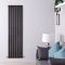 Milano Alpha - Black Flat Panel Vertical Designer Radiator - 1600mm x 490mm (Single Panel)