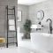 Milano Indus - Black Floor-Standing Ladder Heated Towel Rail - 1800mm x 500mm