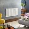 Milano x ECOSO Alpha Electric - White Horizontal Flat Panel Designer Radiator - 635mm x 1190mm (Single Panel) - with Wi-Fi Thermostatic Heating Element
