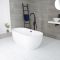 Milano Overton - White Modern Oval Double-Ended Freestanding Bath - 1800mm x 750mm - Choice of Overflow Finish