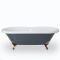 Milano Hest - Stone Grey Traditional Double-Ended Freestanding Bath with Brushed Gold Feet - 1795mm x 785mm (No Tap-Holes)