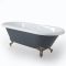 Milano Hest - Stone Grey Traditional Double-Ended Freestanding Bath with Brushed Gold Feet - 1795mm x 785mm (No Tap-Holes)