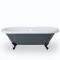 Milano Hest - Stone Grey Traditional Double-Ended Freestanding Bath with Black Feet - 1795mm x 785mm (No Tap-Holes)