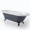 Milano Hest - Stone Grey Traditional Double-Ended Freestanding Bath with Black Feet - 1795mm x 785mm (No Tap-Holes)