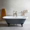 Milano Hest - Stone Grey Traditional Double-Ended Freestanding Bath with Black Feet - 1795mm x 785mm (No Tap-Holes)