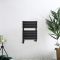 Milano Lustro Dual Fuel - Designer Black Flat Panel Heated Towel Rail - 600mm x 400mm