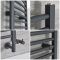 Milano Artle Dual Fuel - Anthracite Curved Heated Towel Rail - 1000mm x 500mm