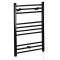 Milano Nero Electric - Black Straight Heated Towel Rail - 800mm x 600mm