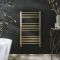 Milano Esk - Brushed Brass Flat Heated Towel Rail - 800mm x 500mm