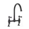 Milano Elizabeth - Traditional Cranked Bridge Kitchen Mixer Tap - Black