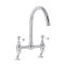 Milano Elizabeth - Traditional Cranked Bridge Kitchen Mixer Tap - Chrome and White
