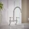 Milano Elizabeth - Traditional Cranked Bridge Kitchen Mixer Tap - Chrome and White
