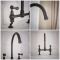 Milano Elizabeth - Traditional Cranked Bridge Kitchen Mixer Tap with Pull-Out Spray - Black