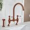 Milano Elizabeth - Traditional Cranked Bridge Kitchen Mixer Tap with Pull-Out Spray - Brushed Copper