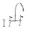 Milano Elizabeth - Traditional Cranked Bridge Kitchen Mixer Tap with Pull-Out Spray - Chrome and Black
