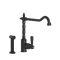 Milano Elizabeth - Single Lever Classic Kitchen Mixer Tap with Pull-Out Spray - Black