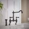 Milano Elizabeth - Classic Cranked Bridge Kitchen Mixer Tap with Pull-Out Spray - Black