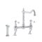 Milano Elizabeth - Classic Cranked Bridge Kitchen Mixer Tap with Pull-Out Spray - Chrome and White