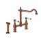 Milano Elizabeth - Classic Bridge Kitchen Mixer Tap with Pull-Out Spray - Brushed Copper