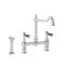 Milano Elizabeth - Classic Bridge Kitchen Mixer Tap with Pull-Out Spray - Chrome and Black