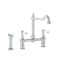 Milano Elizabeth - Classic Bridge Kitchen Mixer Tap with Pull-Out Spray - Chrome and White