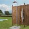 Milano Sevilla - Brushed Steel Outdoor Shower with Shower Head and Hand Shower (2 Outlet)