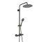 Milano Nero - Modern Thermostatic Bar Shower Valve with Round Shower Head and Hand shower - Black