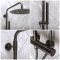 Milano Otto - Modern Round Thermostatic Bar Shower Valve with Round Head and Hand Shower - Black Nickel