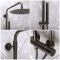 Milano Otto - Modern Round Thermostatic Bar Shower Valve with Round Head and Hand Shower - Black Nickel
