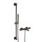 Milano Otto - Modern Round Thermostatic Bar Shower Valve with Bath Spout, Hand Shower and Riser Rail - Black Nickel
