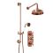 Milano Elizabeth - Brushed Copper Traditional Thermostatic Shower with Riser Rail and Shower Head (2 Outlet)