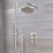 Milano Ashurst - Brushed Nickel Thermostatic Shower with Shower Head, Hand Shower and Riser Rail (2 Outlet)